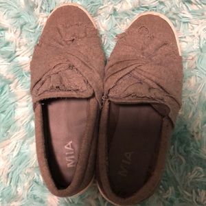 Grey, slip on shoes.